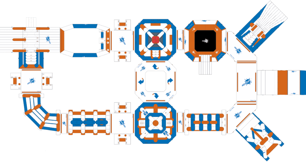 diagrama de un juego acuático visto desde arriba